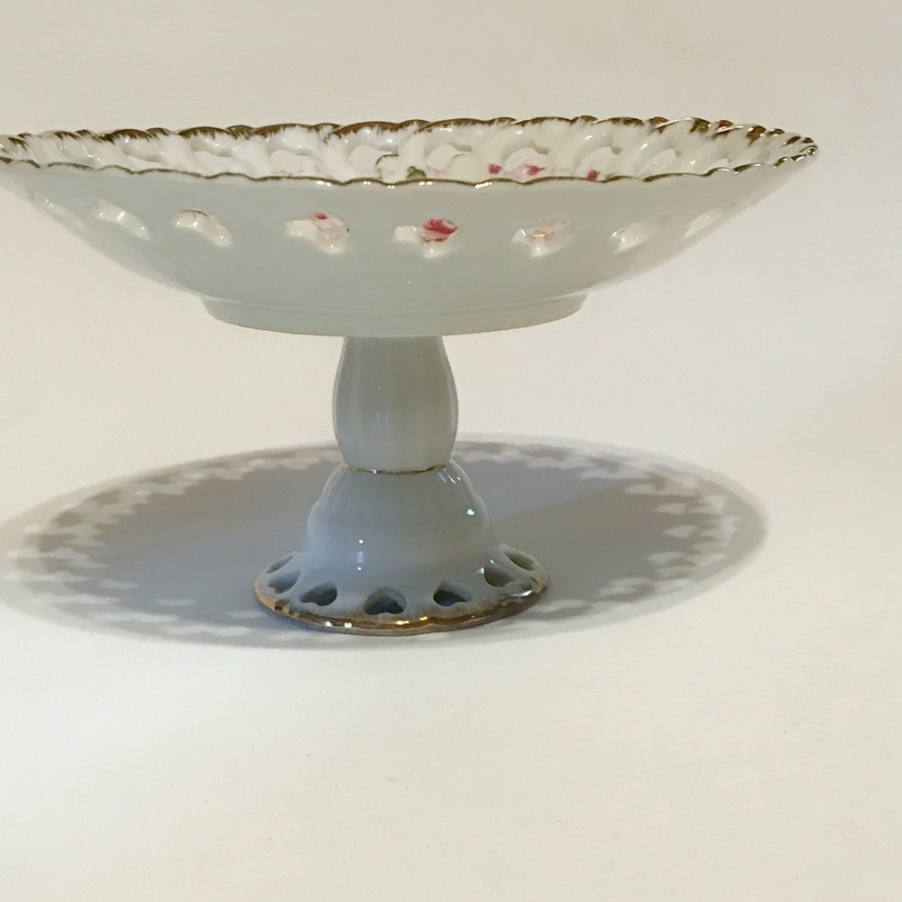 7 vintage Lefton  Rose Chintz snack sets + compote - Picture 6 of 8